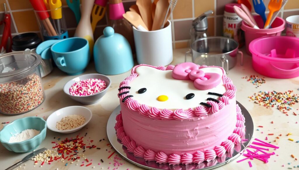 Hello Kitty cake assembly