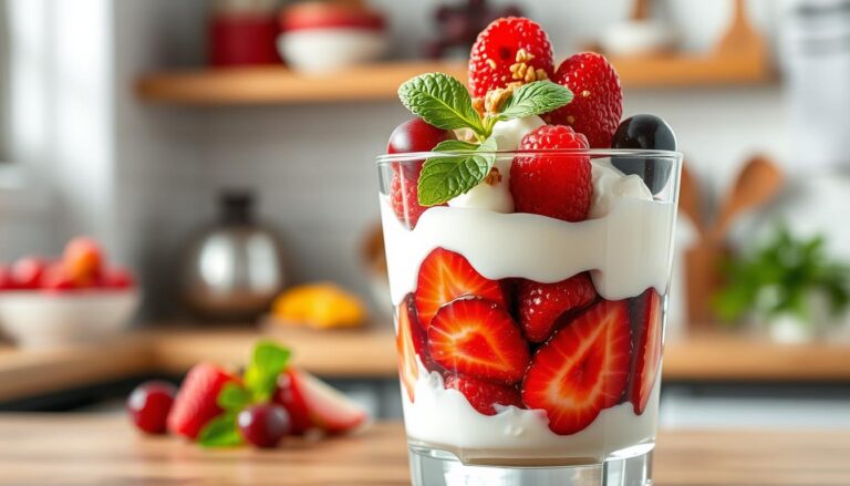 Yogurt and red fruit parfaits